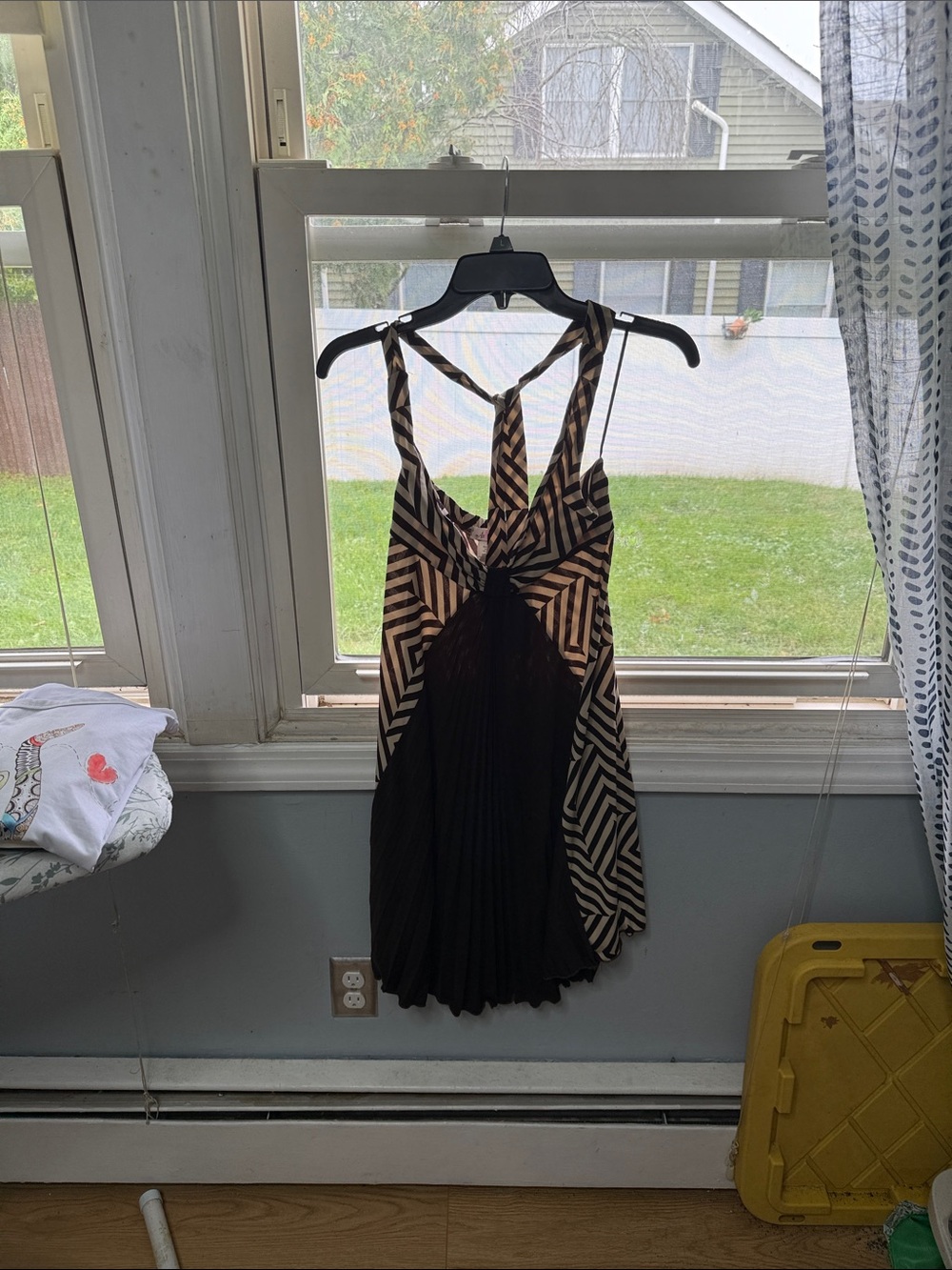 As U Wish Black and Cream Geometric Mini Dress